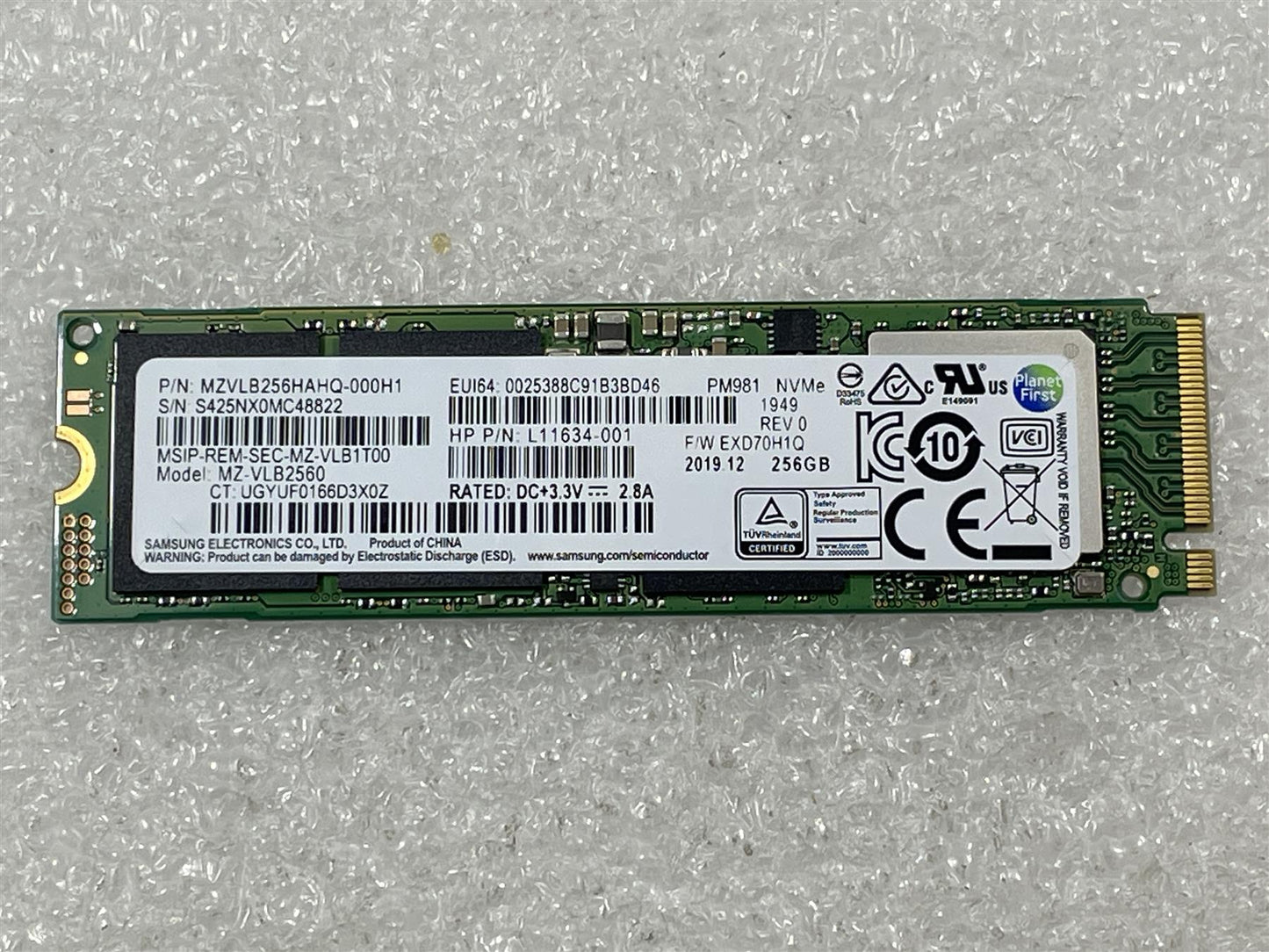 For HP L87128-001 Samsung Solid State Drive SSD 256GB 2280 PM981 M.2 NVMe NEW