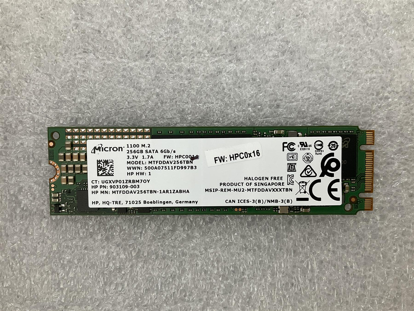 For HP 804361-001 Micron 1100 256GB MTFDDAV256TBN SSD Solid State Drive M.2 SATA