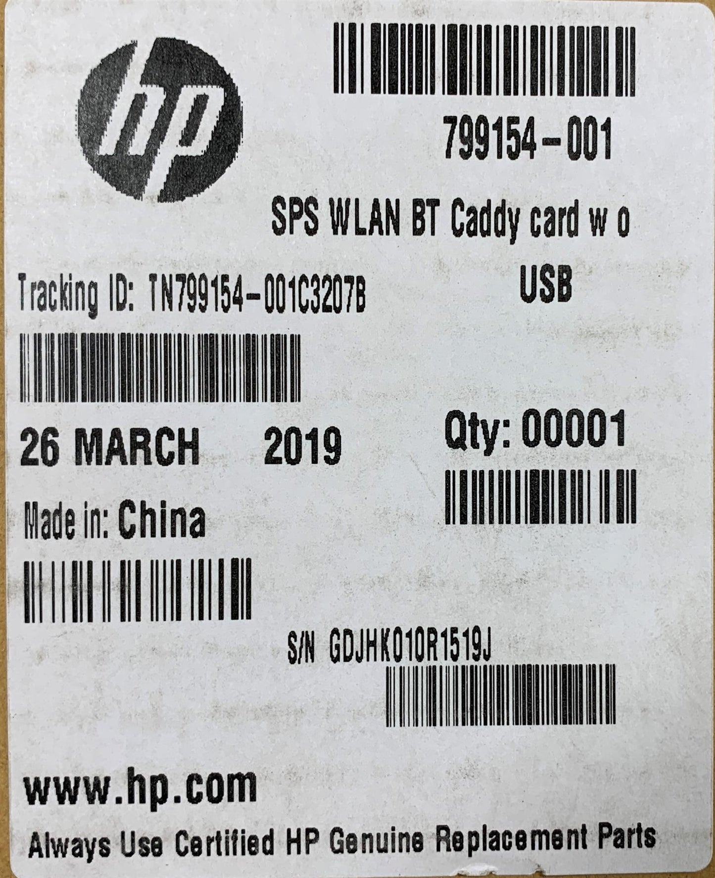 HP WLAN BT Bluetooth Blue tooth Caddy Card for Intel 7260 799154-001 Genuine New