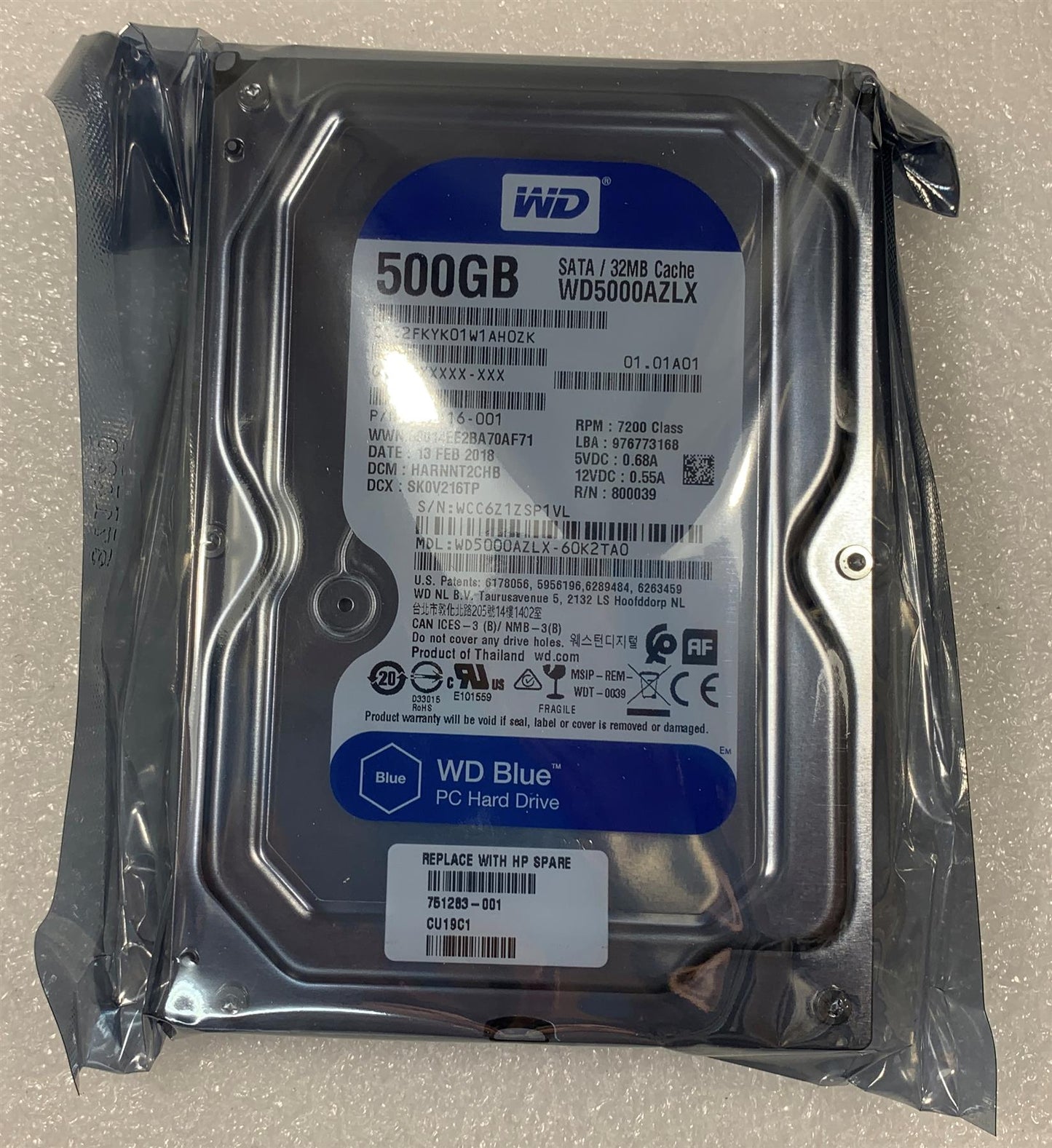 HP 751283-001 WD5000AZLX 3.5 inch HDD Hard Disk Drive 500gb 500 GB 7200 rpm SATA