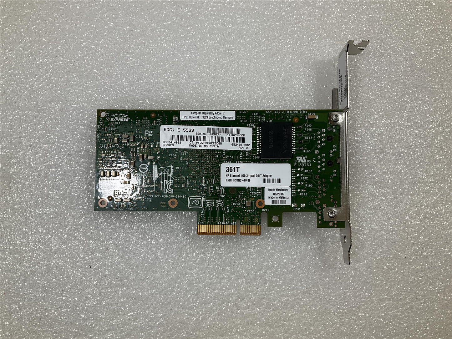 HP 713029-001 PCIe Ethernet 1Gb 2-port 361T Adapter Gigabit Network Adapter Card