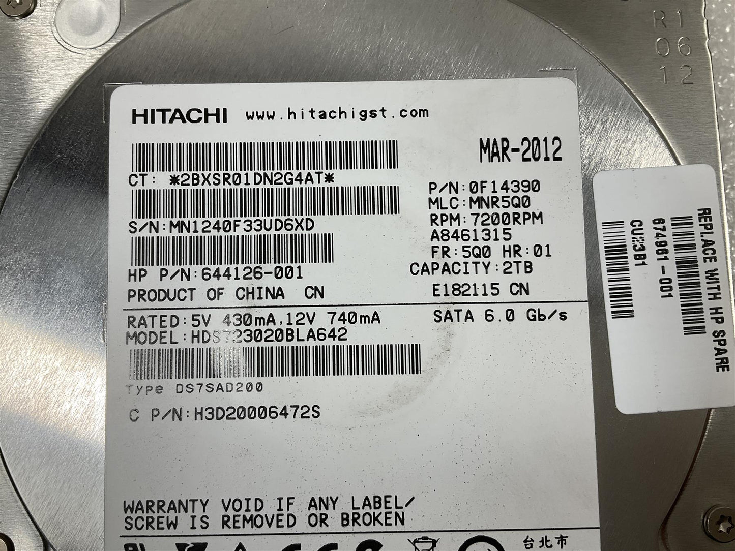 HP 674961-001 Hitachi HDS723020BLA624 Hard Disk Drive SATA HDD 2TB 3.5 inch NEW