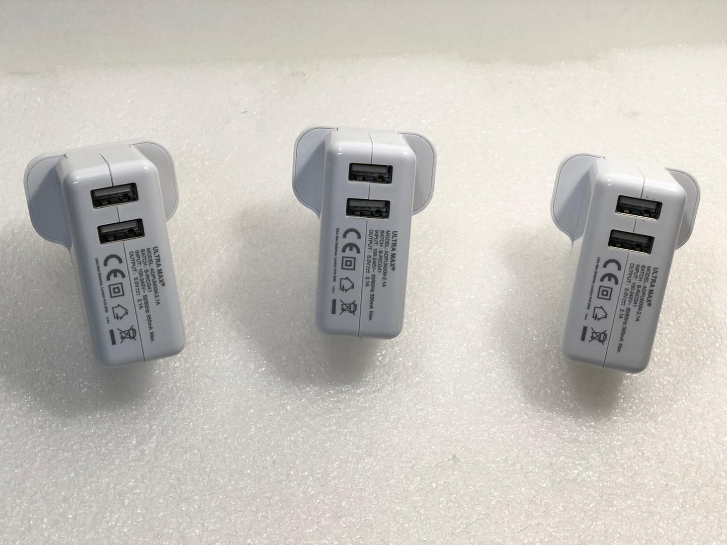 5X UK Wall Charger 5V 2.1A Double Output 2X Output ULTRA Max ADPUMXM-2.1A NEW