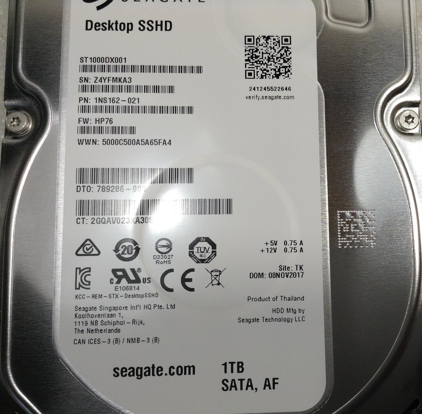 Seagate Desktop SSHD 1 TB 7200 ST1000DX001 916846-001 3.5 Inch Drive SATA NEW