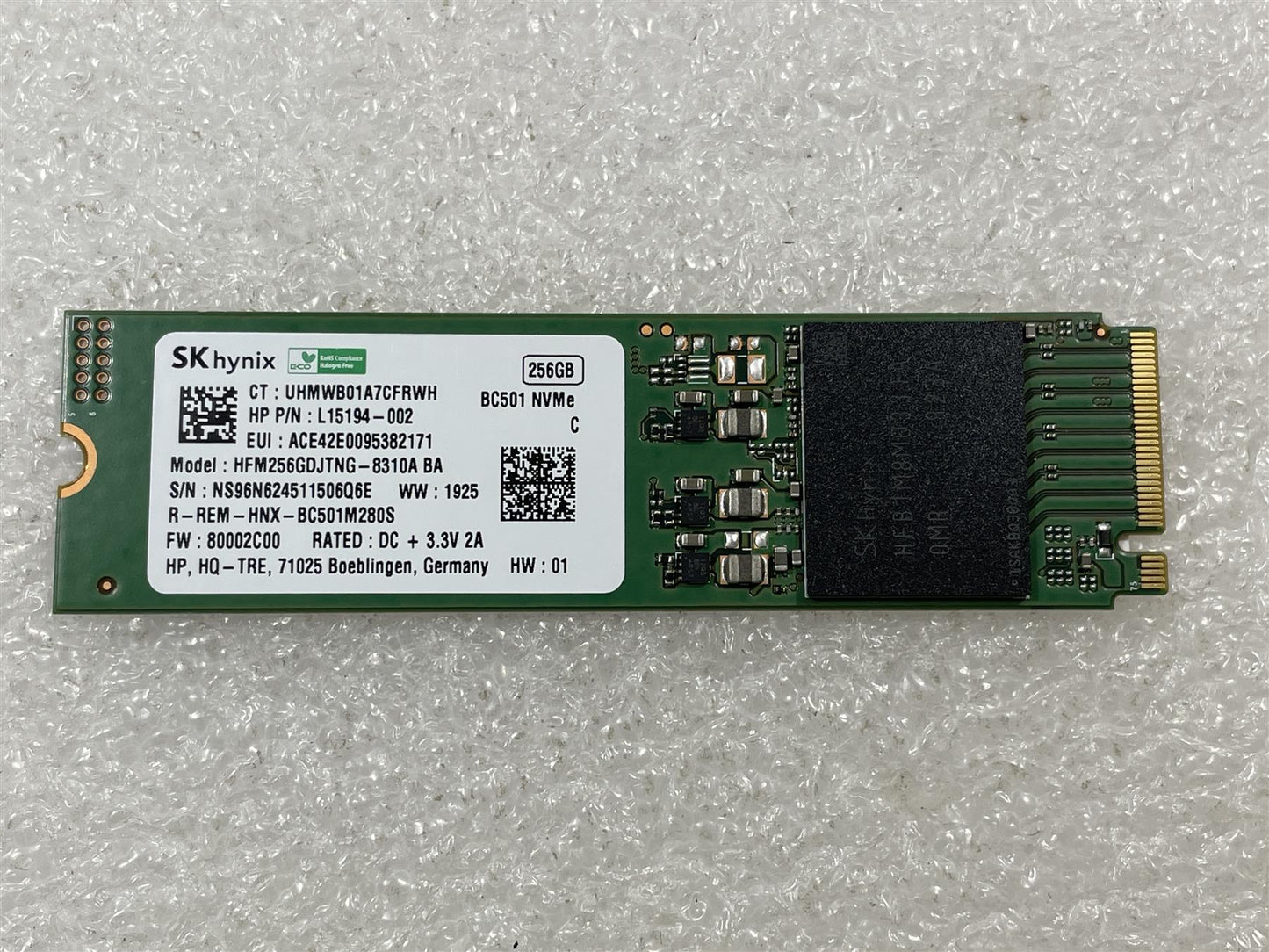 HP L56459-001 SK Hynix Solid State Drive SSD 256GB M.2 NVMe BC501 HFM256GDJTNG