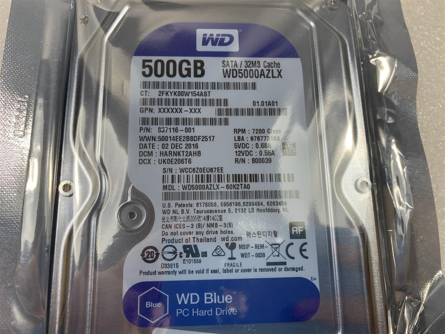 HP 905236-001 Western Digital WD5000AZLX WD 500GB 32MB 3.5 inch SATA HDD NEW