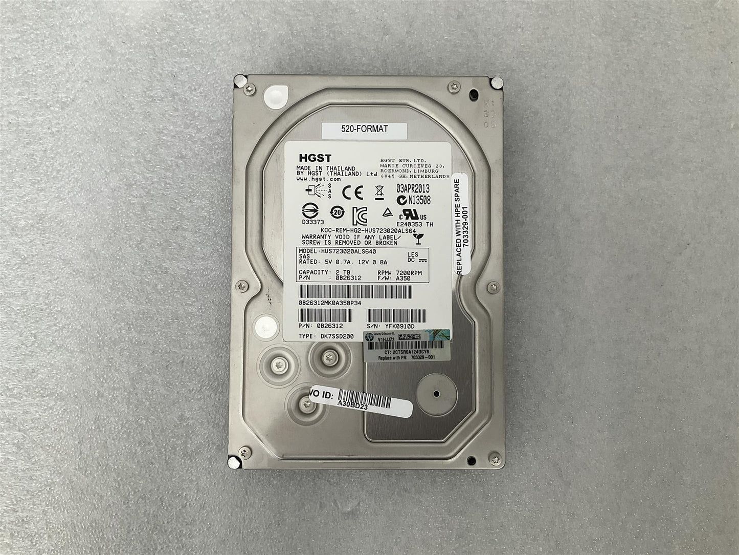 HGST HUS723020ALS640 3.5 inch 2TB 7200RPM 703329-001 HDD Hard Disk Drive SAS NEW