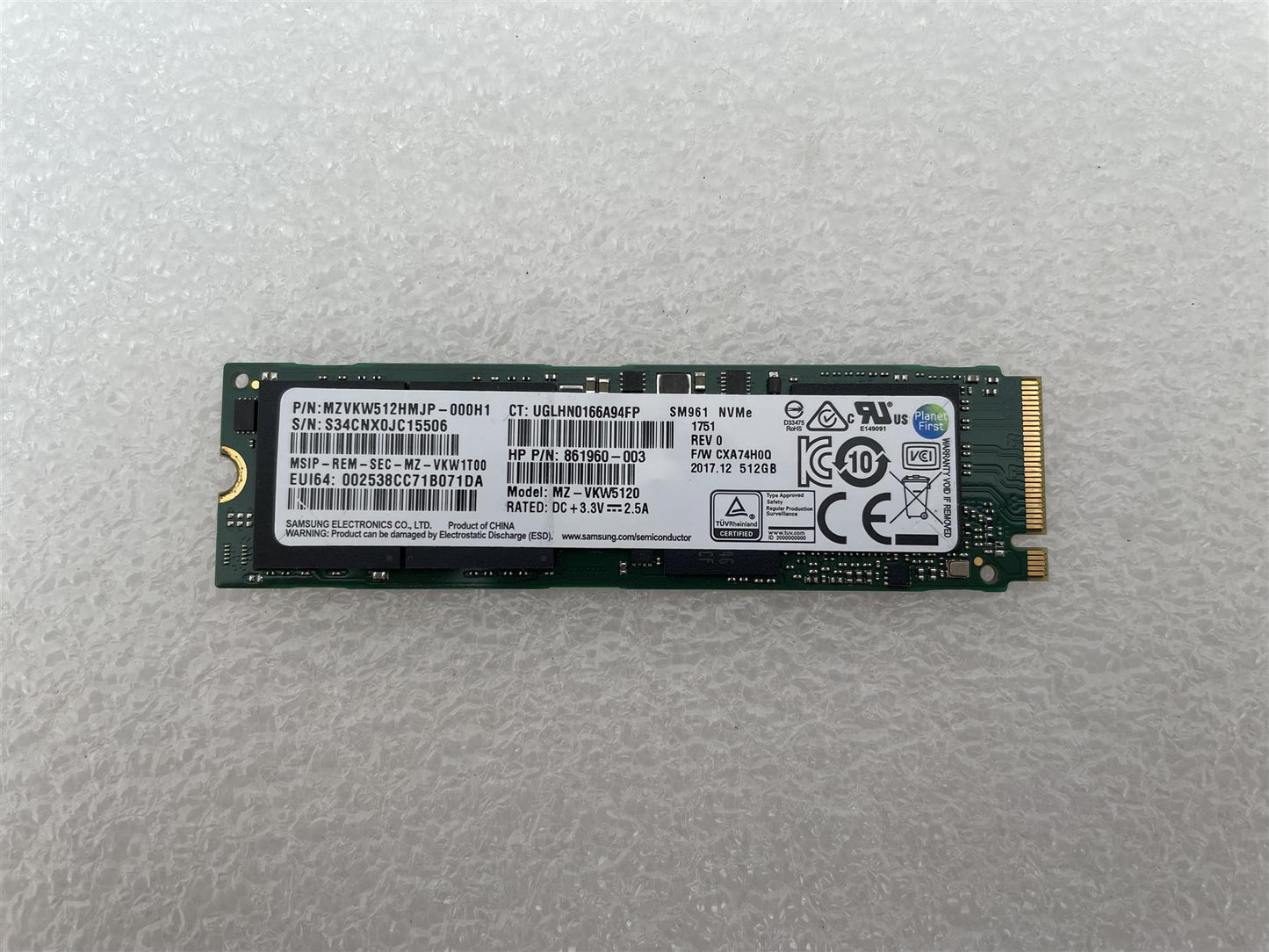 HP 921032-001 Samsung MZ-VKW5120 SM961 M.2 NVMe 512GB SSD Solid State Drive NEW