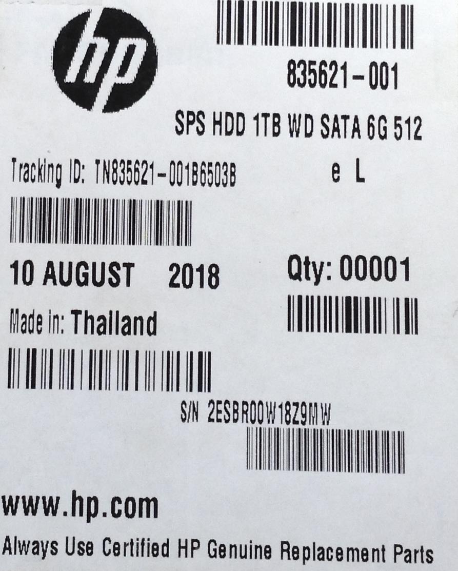 HP HDD 835621-001 1TB WD SATA-6G 512e Locked NEW Genuine Original