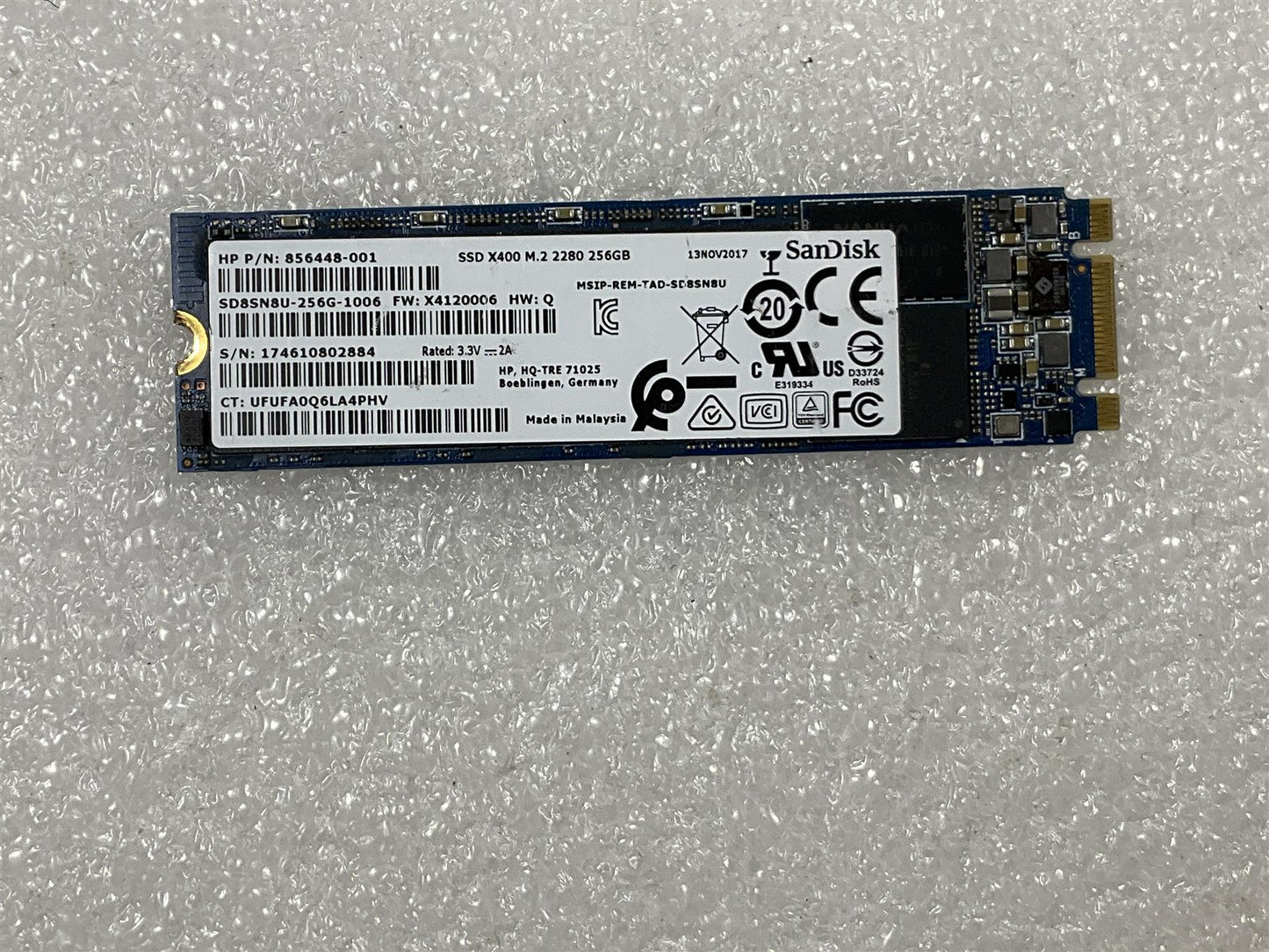 For HP 856448-001 Sandisk X400 M.2 SSD 256GB Solid State Drive SD8SN8U-256G-1006