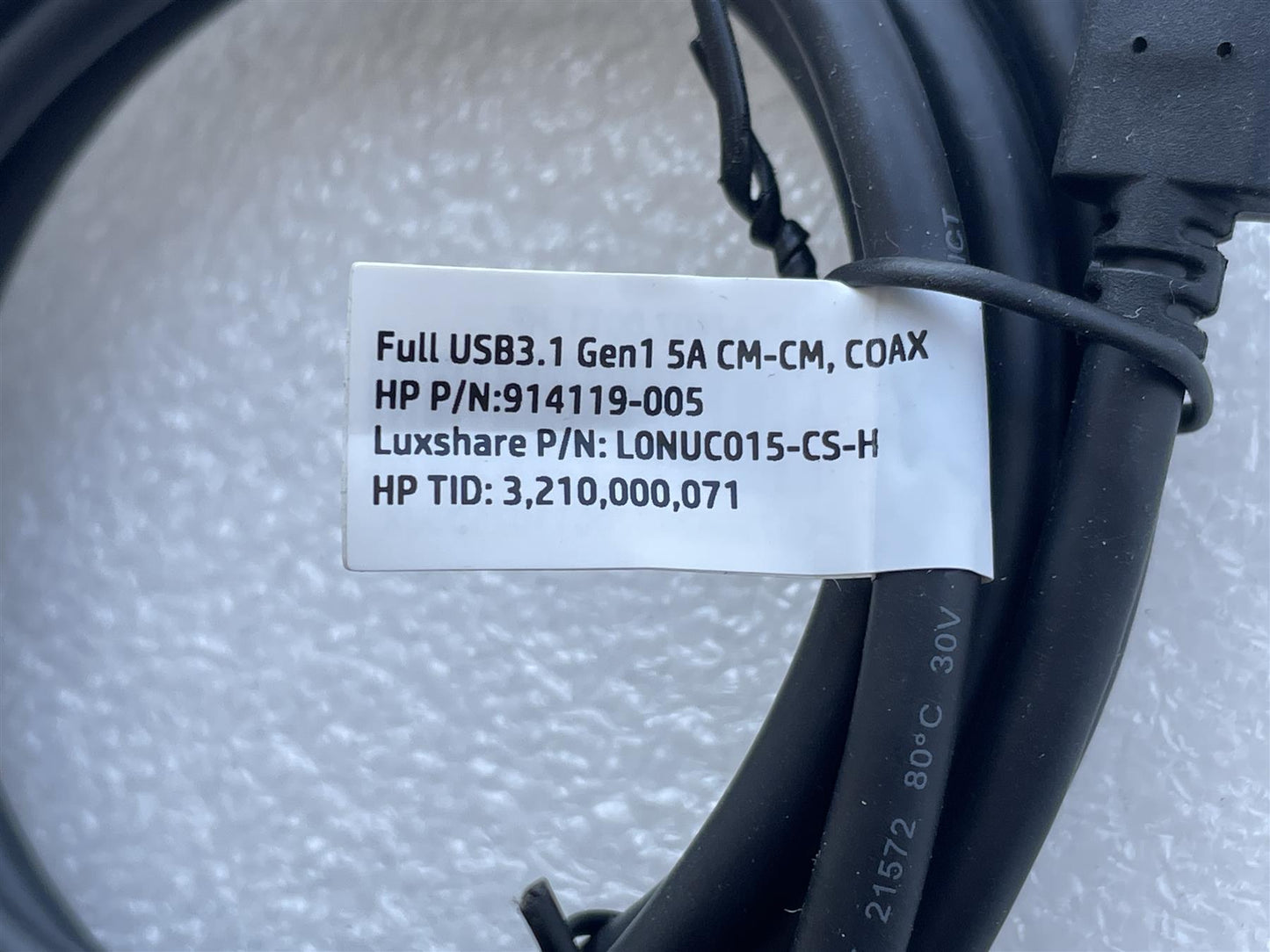 HP L10058-001 914119-005 L0NUC015-CS-H USB 3.1 Type C Cable Original NEW