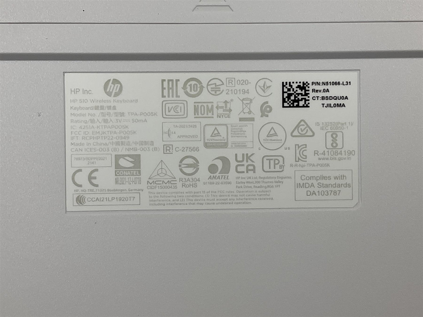 For HP N51137-L31 US English USB Wireless Keyboard Mouse TPA-P005K TPA-P005M NEW