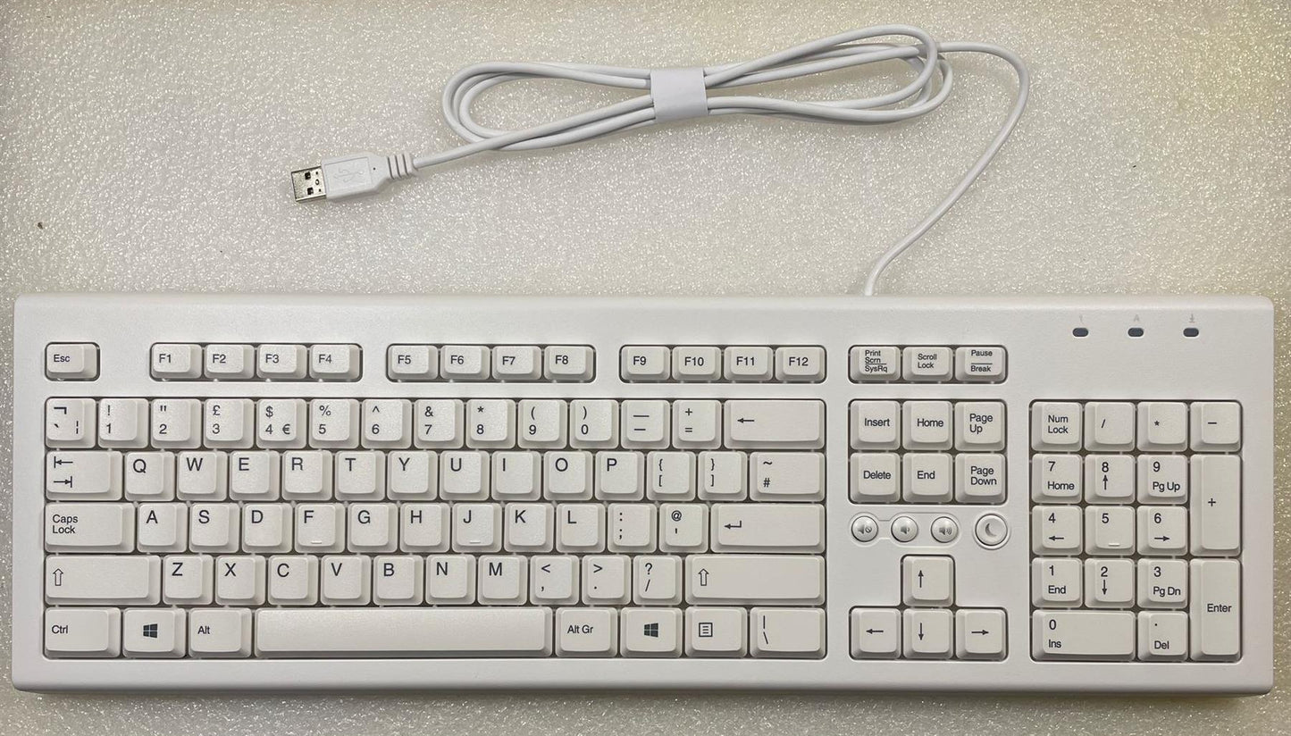 For HP 904367-031 White USB Wired Keyboard UK English Layout Genuine PR1101U NEW