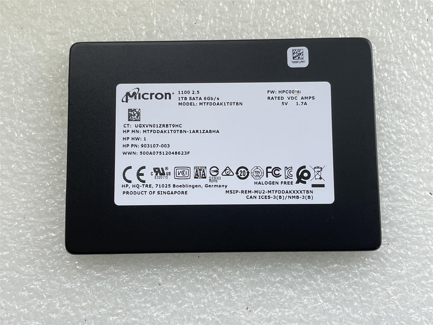 For HP L76727-001 Micron 1100 2.5 1TB SATA Solid State Drive SSD MTFDDAK1T0TBN