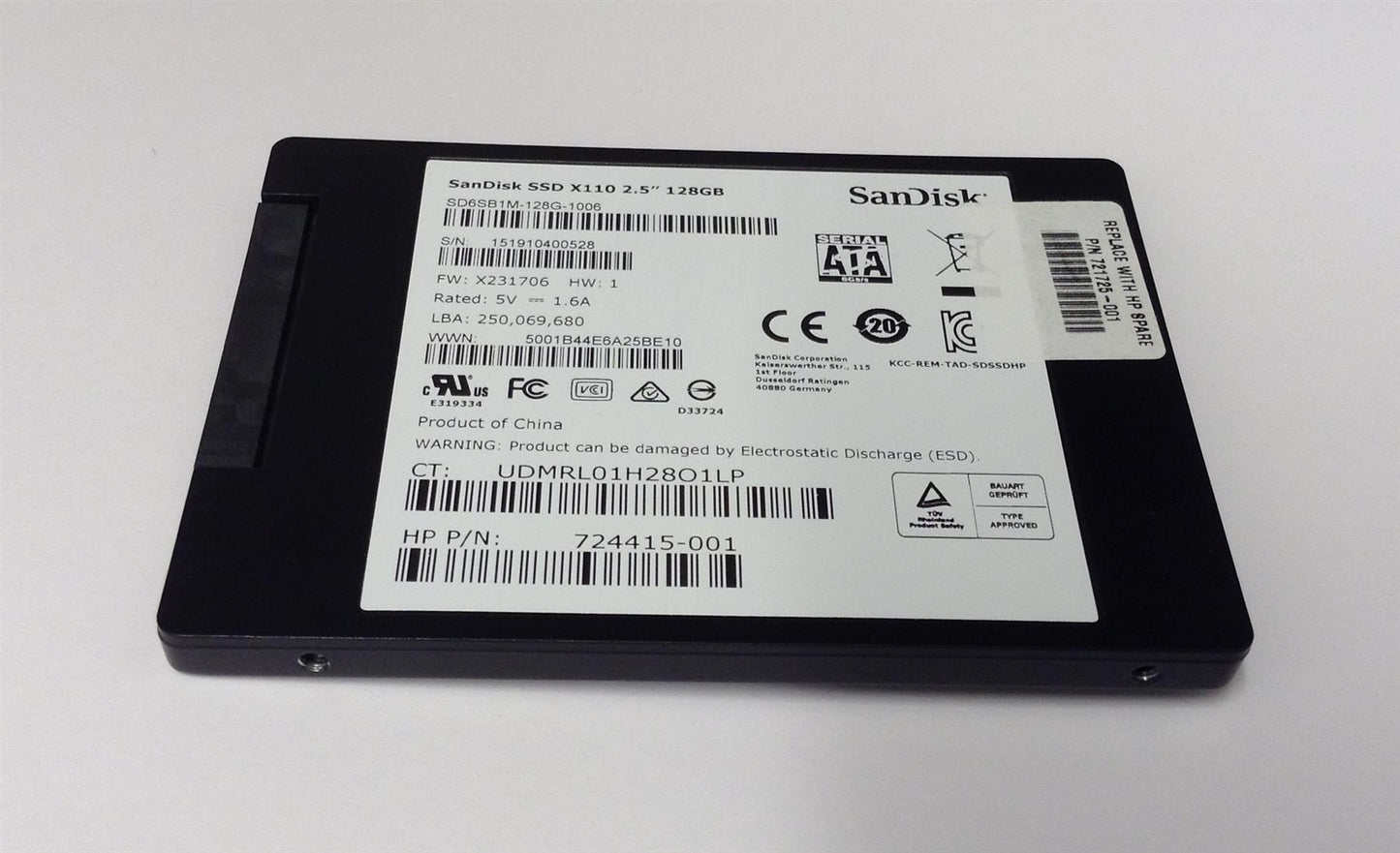 for HP SSD 128GB 721725-001 SATA SSD 128GB SATA III Solid State Disk Drive