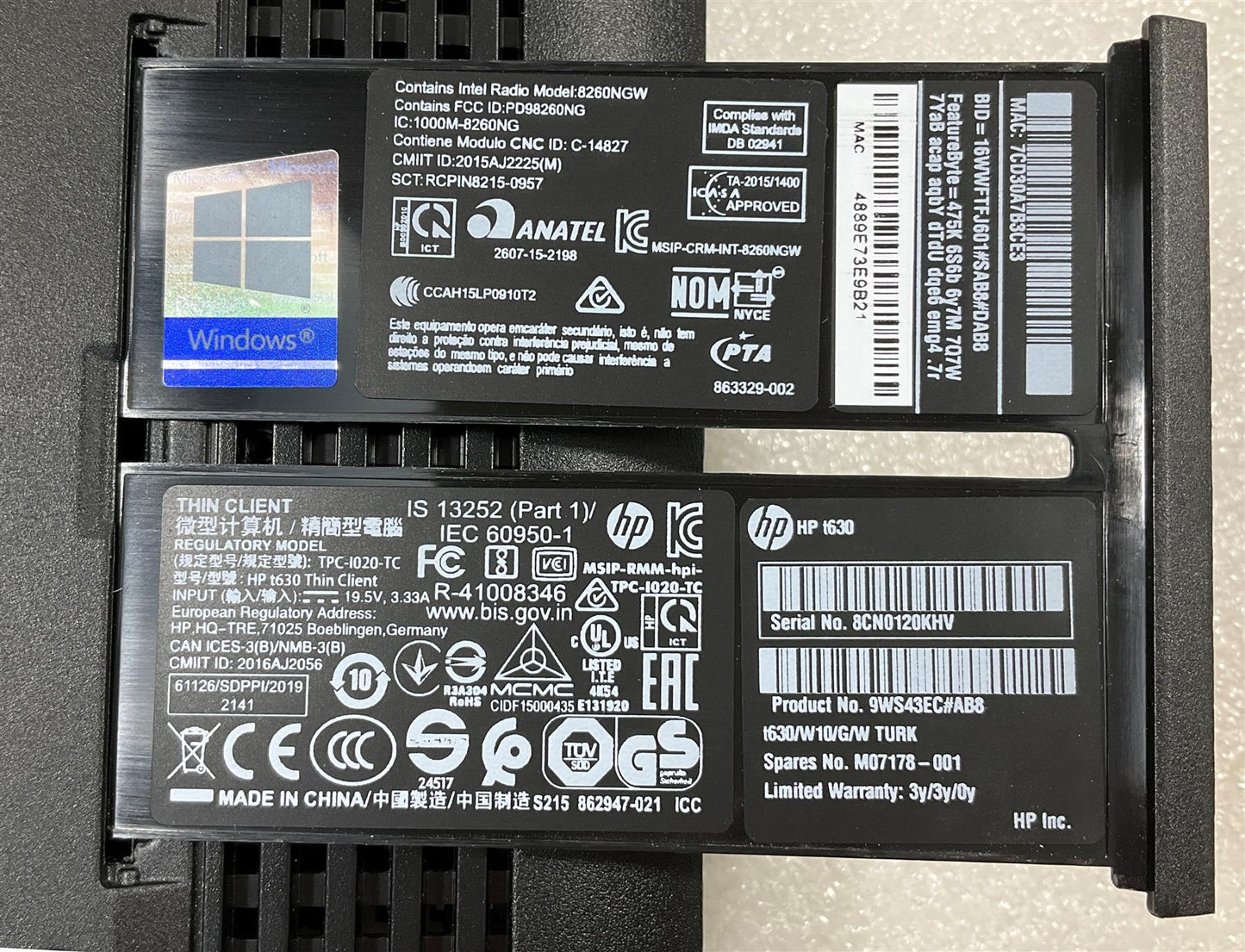 HP t630 Thin Client M07178-001 9WS43EC AMD GX-420GI CPU 256GB 8GB Genuine NEW
