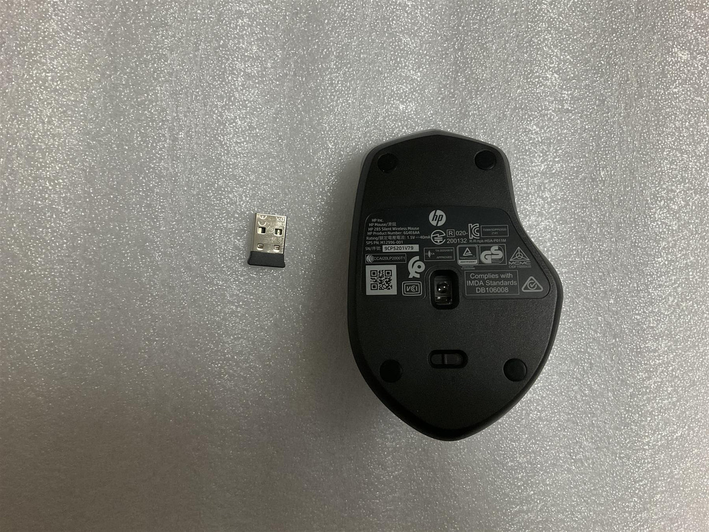 HP 285 Silent USB Wireless Black Mouse M12996-001 6G4E6AA Genuine with Dongle