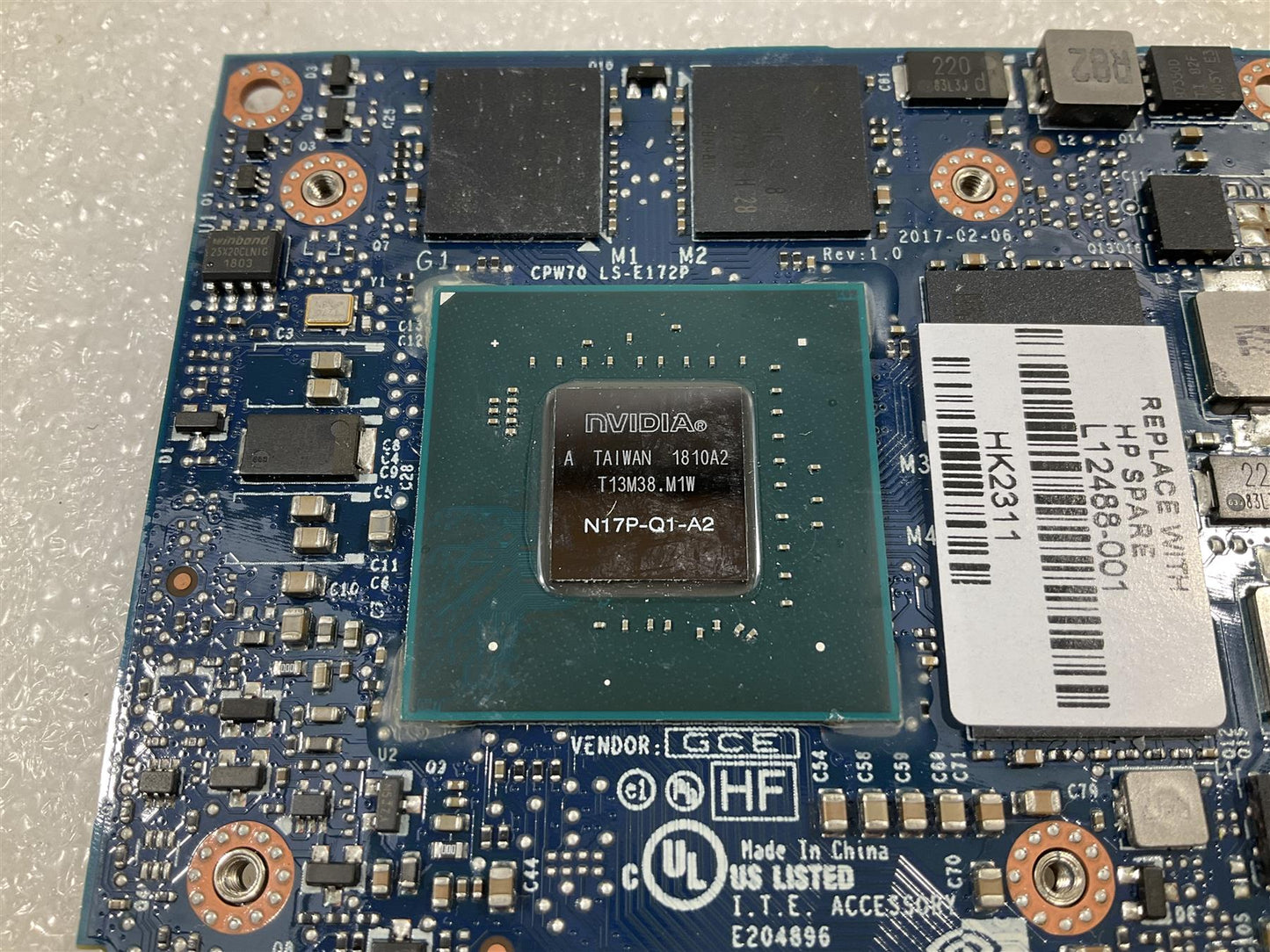 HP ZBook 15 G3 L12488-001 NVIDIA Quadro M1200 Graphics Card GPU N17P-Q1 NEW