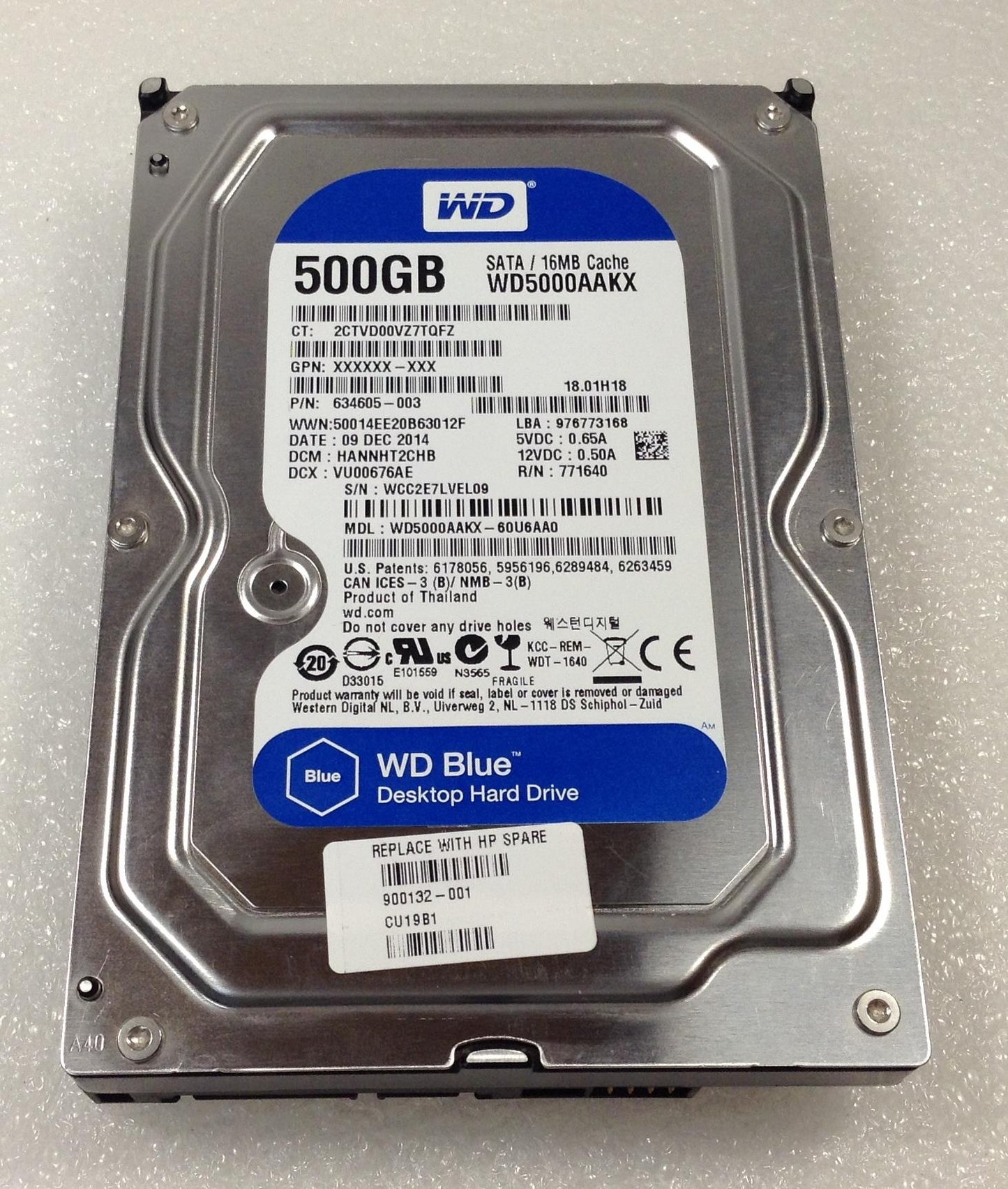 HP HDD 900132-001 500GB HDD WD Hard Disk Drive XL500A  Genuine New