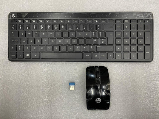HP 789404-031 USB Wireless Keyboard Mouse Black UK English Sticker ERK-321A NEW