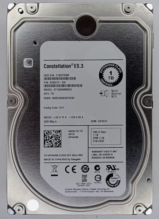 Seagate SAS 1TB Constellation ST1000NM0023 Hp 867462-001 695507-005 Hard Disk Drive ST1000NM0023 1TB SAS 867462-001 695507-005