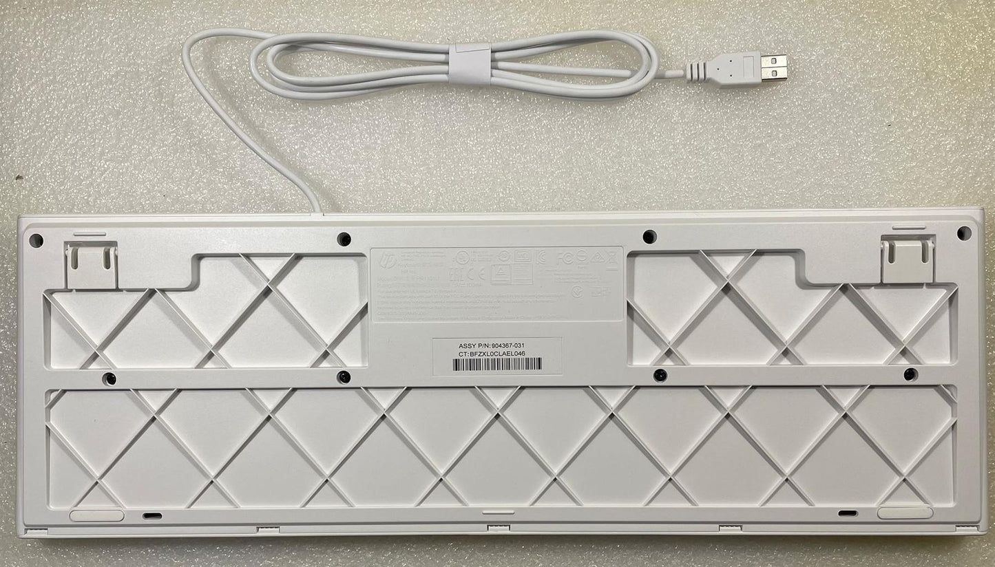 For HP 904367-031 White USB Wired Keyboard UK English Layout Genuine PR1101U NEW