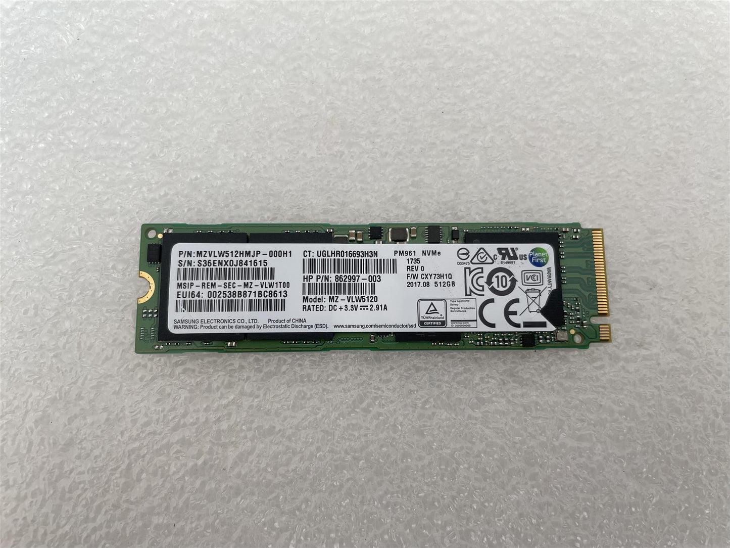 HP L31697-001 Samsung MZ-VLW5120 PM961 M.2 NVMe 512GB SSD Solid State Drive NEW