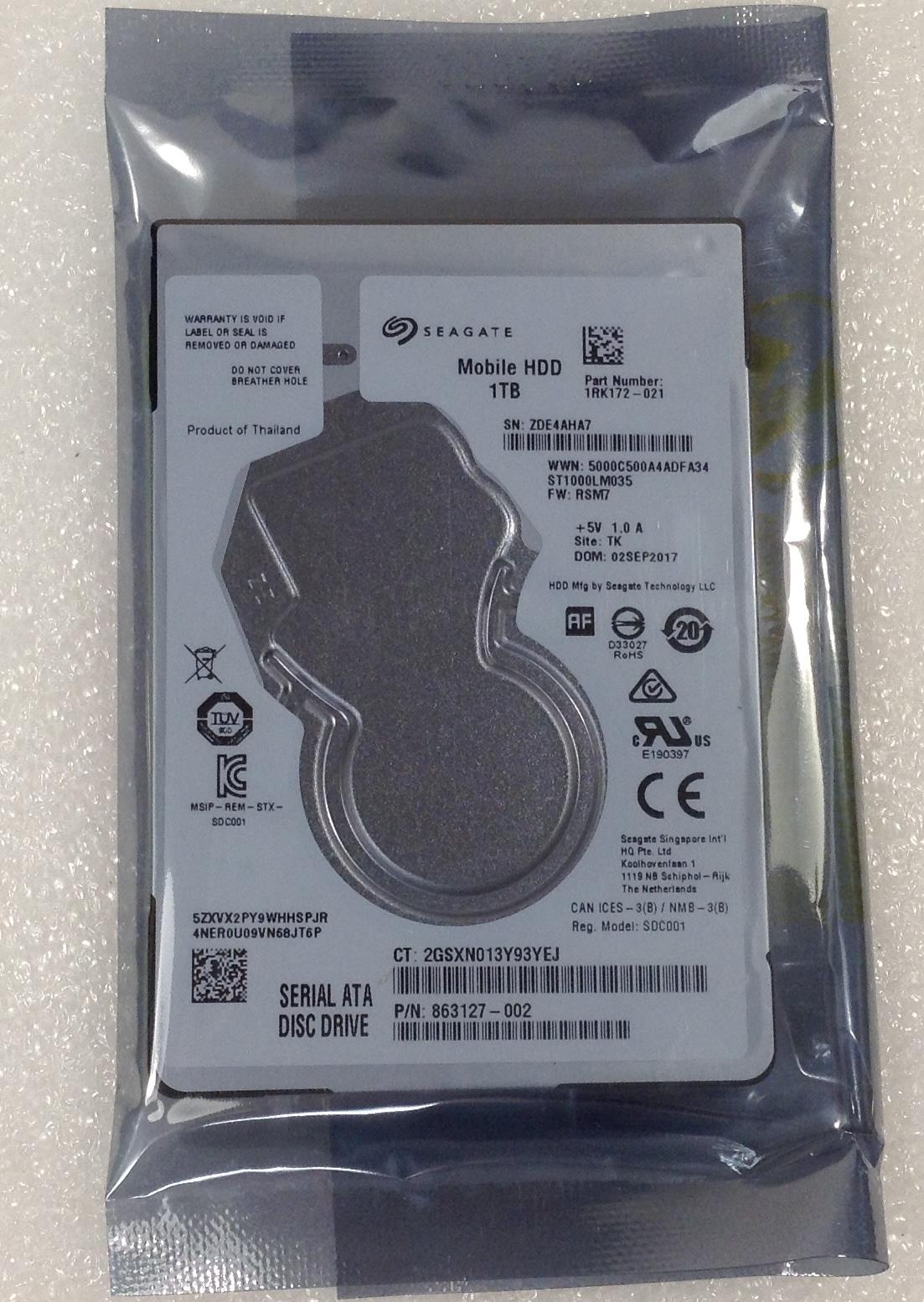 HP 714257-001 HDD SEAGATE 1TB 2.5 Hard Disk Drive 5400 128MB 6Gb/s ST1000LM035