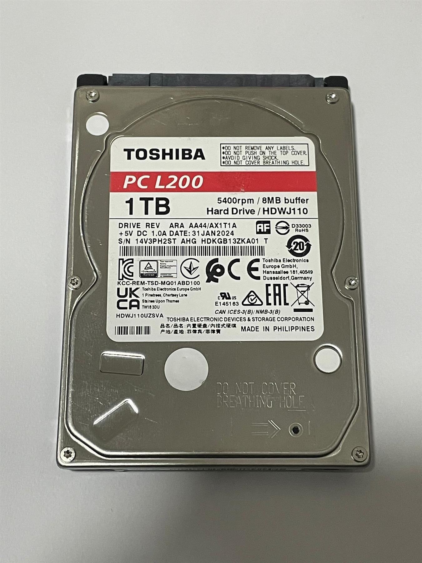 Toshiba 1TB 2.5 L200 MQ01ABD100 5400rpm 8MB HDWJ110 HDD Hard Disk Drive