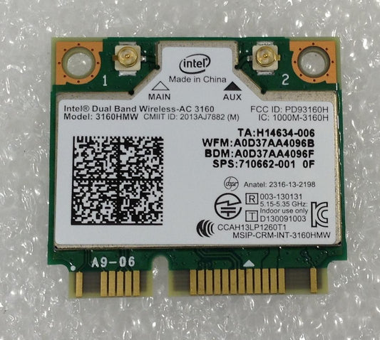 HP 710662-001 784638-001 Wireless Card 3160 3160HMW Dual Band Wireless-AC INTEL WLAN NEW