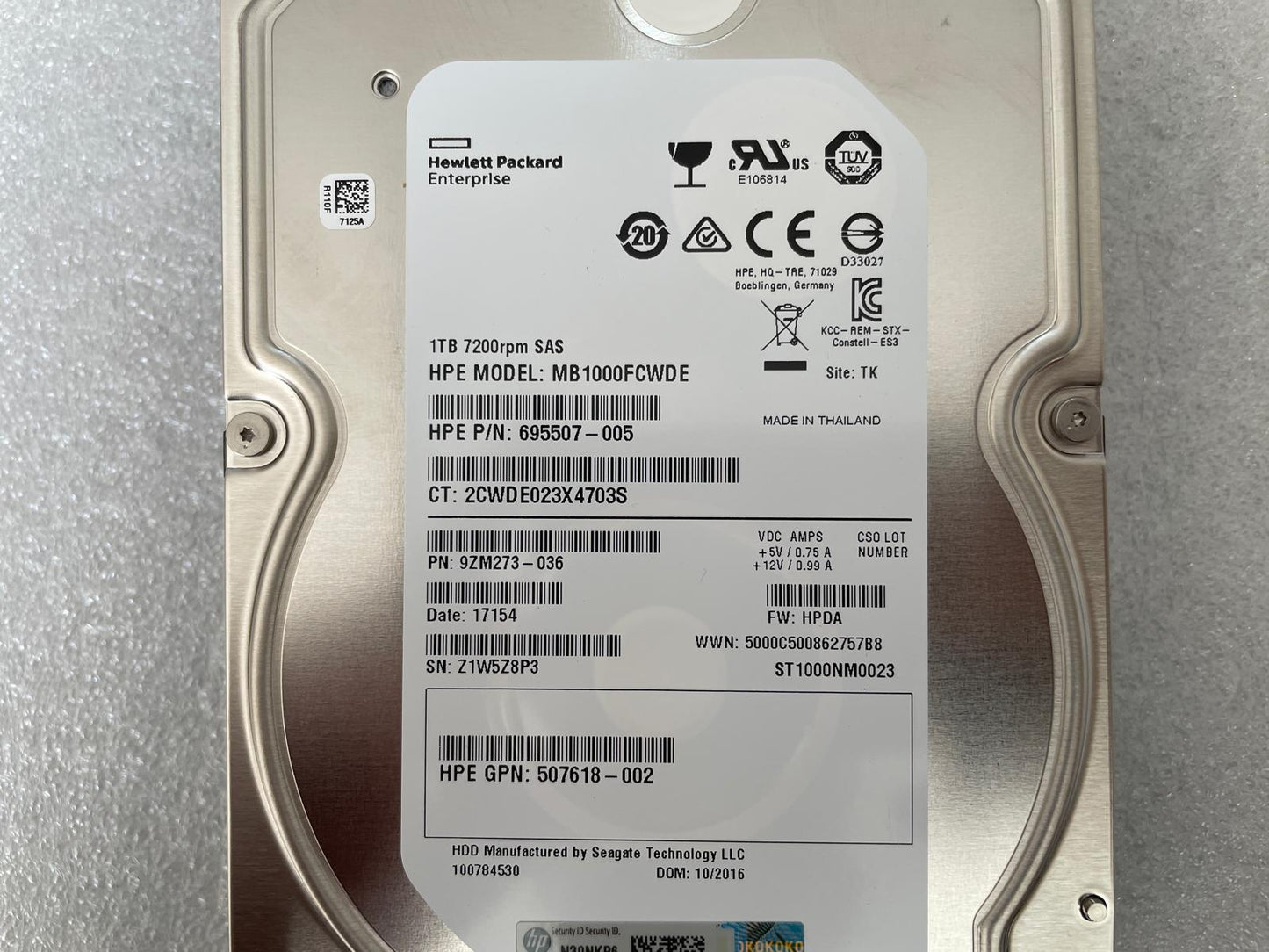 HP 695507-005 Seagate ST1000NM0023 HDD 1TB 7200RPM SAS Hard Disk Drive NEW