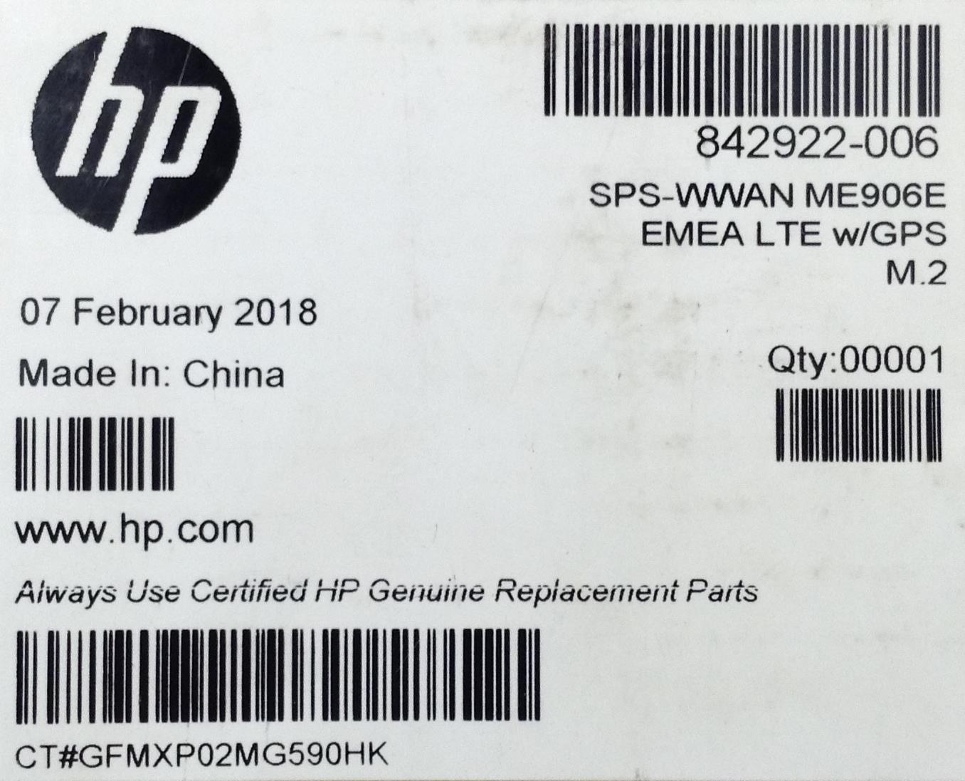 HP 842922-006 WWAN ME906E ME906s ME906E 842922-003 702199-002 EMEA LTE with GPS M.2 Huawei 51071FPS Genuine NEW