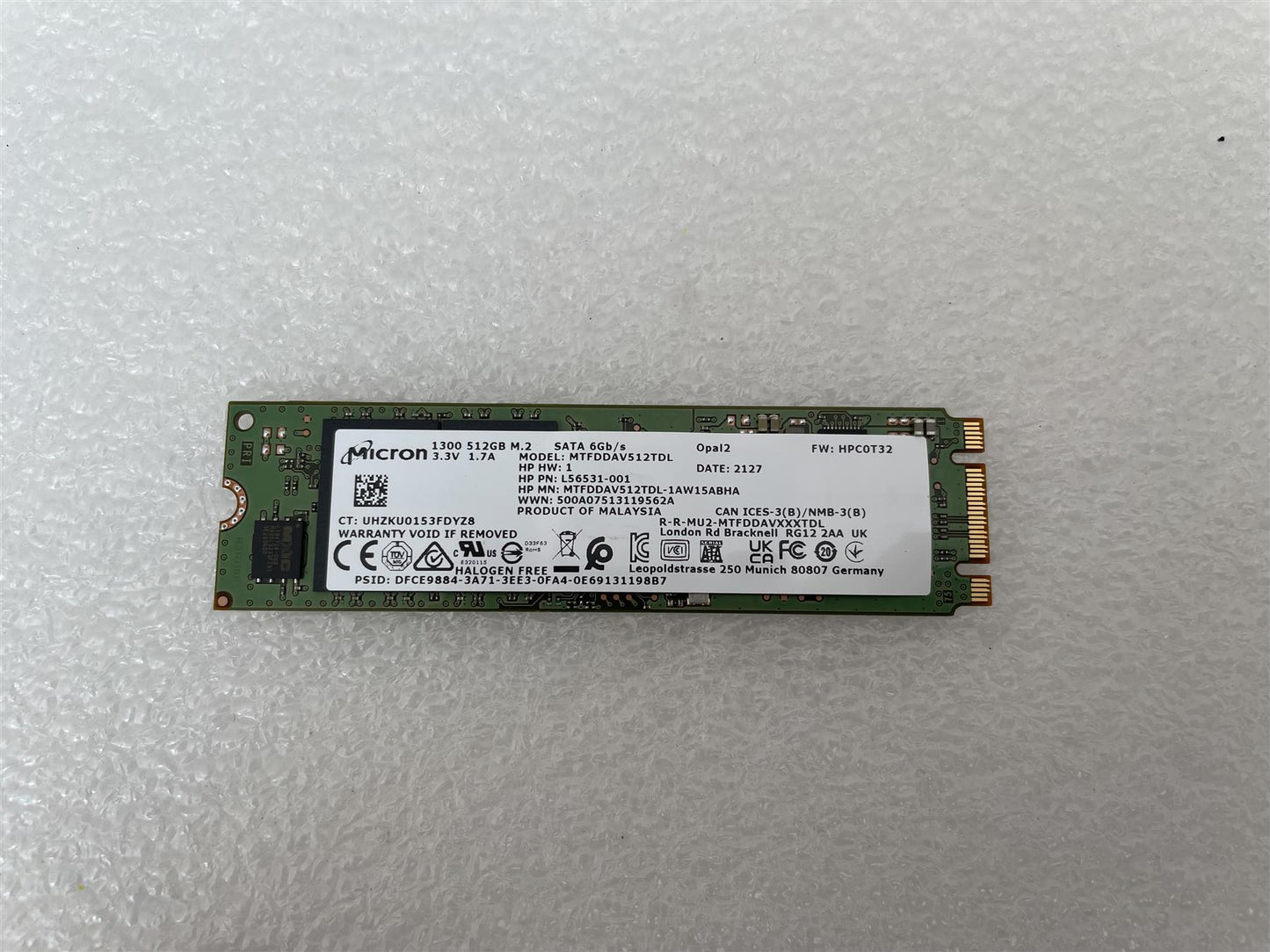 HP 923011-003 Micron 1300 512GB M.2 NVMe MTFDDAV512TDL SSD Solid State Drive NEW