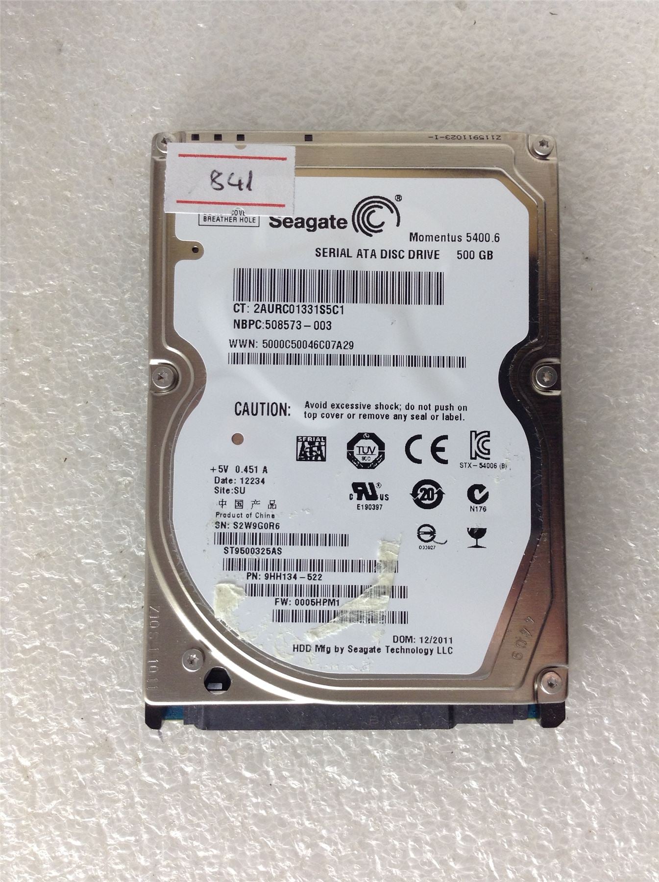 Hard Disk Drive HDD spares parts FAULTY SEAGATE 500GB ST9500325AS 9HH134-522