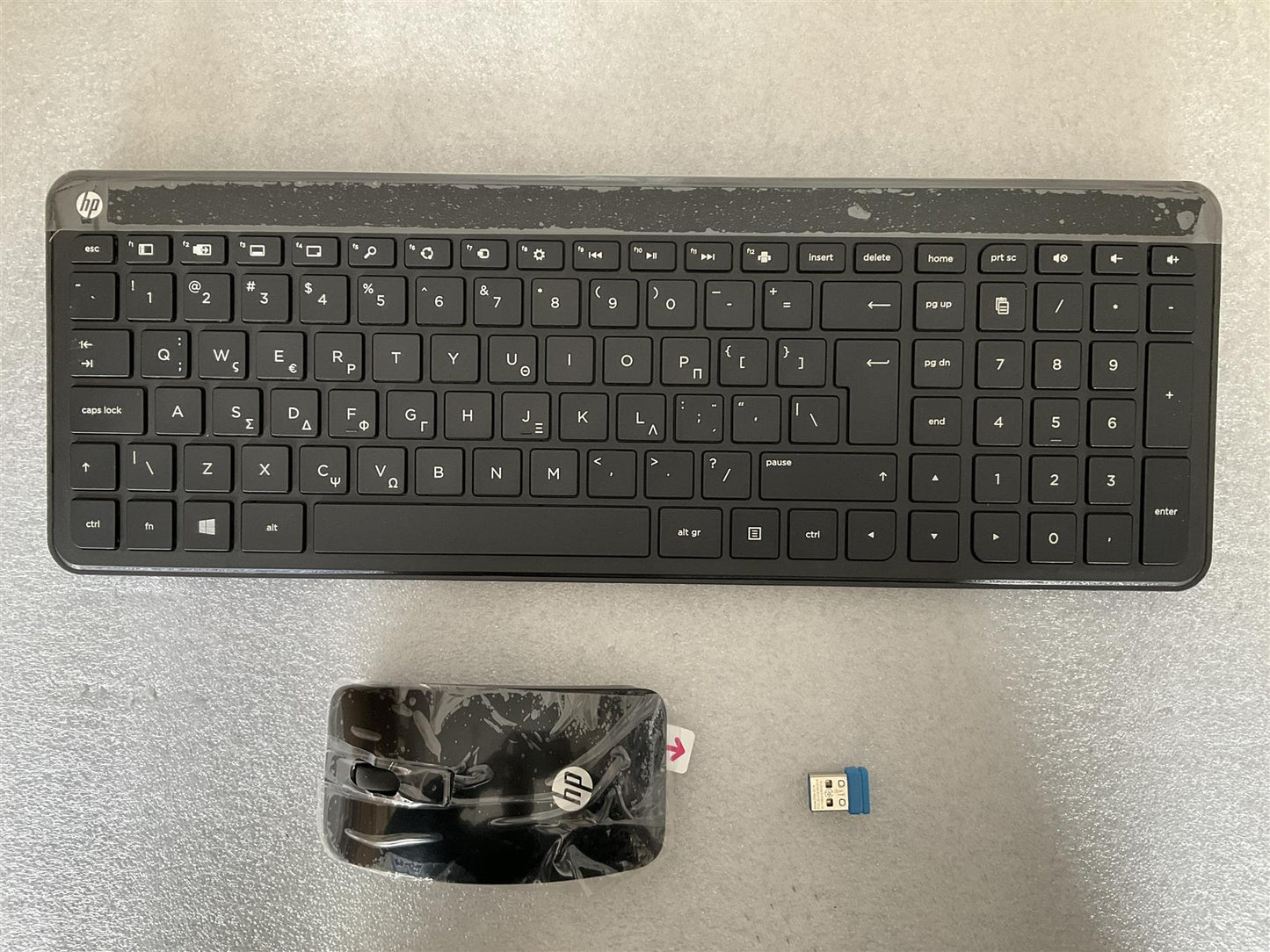 for HP 789404-151 USB Wireless Greek Keyboard ERK-321A 729924-001 Mouse NEW