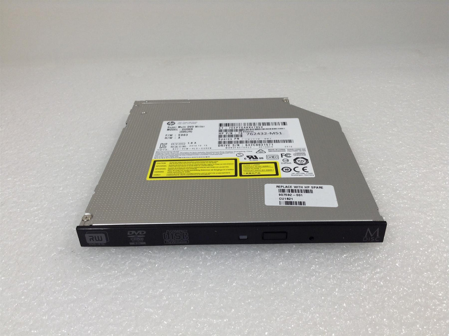 Hp Slim DVDDrive 907592-001 8XSMD 9.5mm JB HLDS C.Zeiss Genuine Original NEW