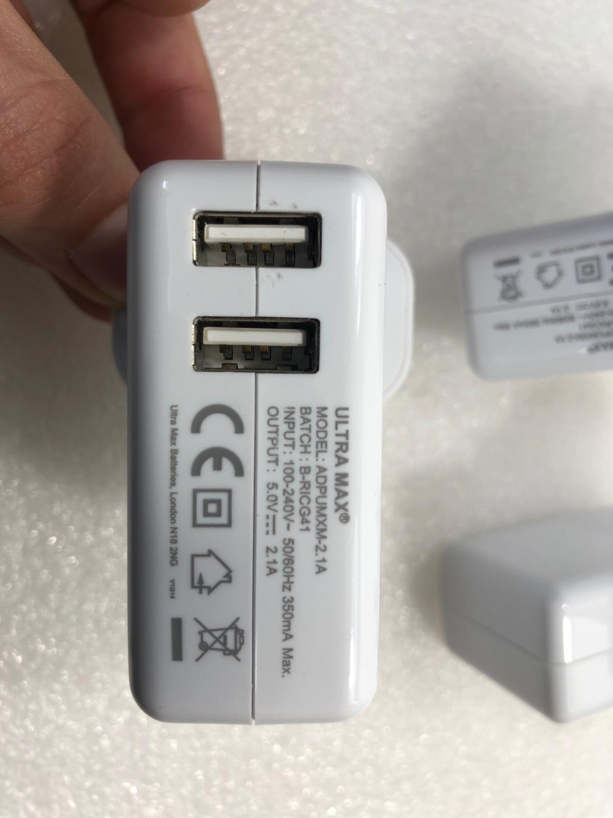 5X UK Wall Charger 5V 2.1A Double Output 2X Output ULTRA Max ADPUMXM-2.1A NEW