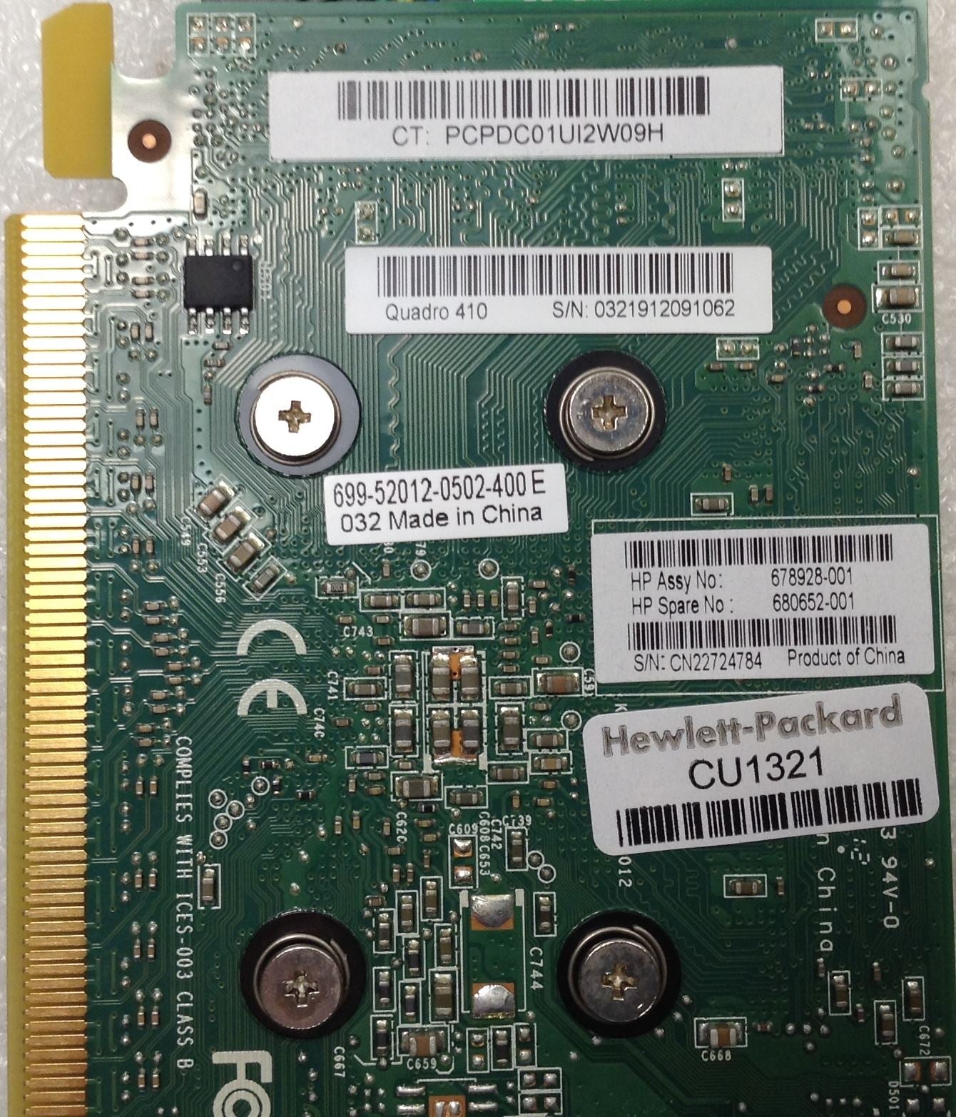 HP Z220 Z420 Z620 Z820 PC 680652-001 NVIDIA Quadro 410 512MB Graphics Card GPU