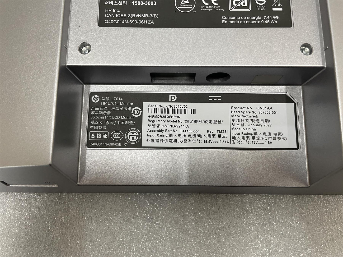 for HP L7014 RPOS Monitor 857306-001 T6N31AA HSTND-9211-A 14 inch Screen Display