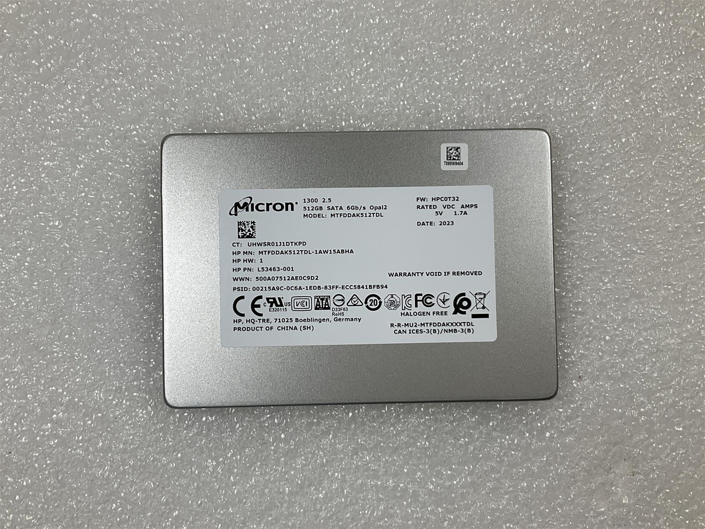For HP L53463-001 Micron 1300 2.5 inch SATA SSD 512GB Solid State Drive Opal2