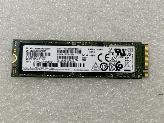 HP L62306-001 Samsung MZVLB256HBHQ PM981A Solid State Drive SSD 256GB M.2 NVMe