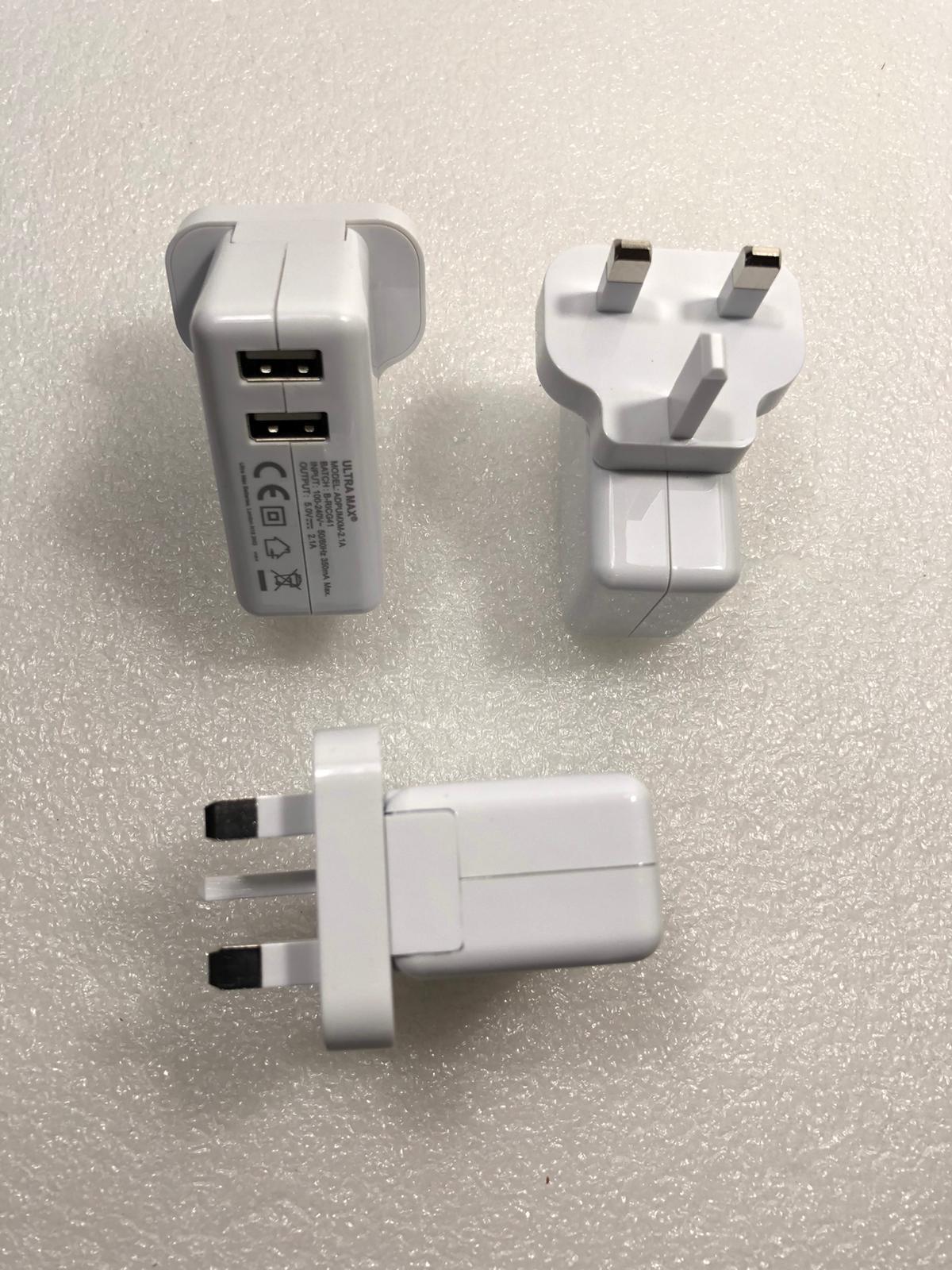 5X UK Wall Charger 5V 2.1A Double Output 2X Output ULTRA Max ADPUMXM-2.1A NEW