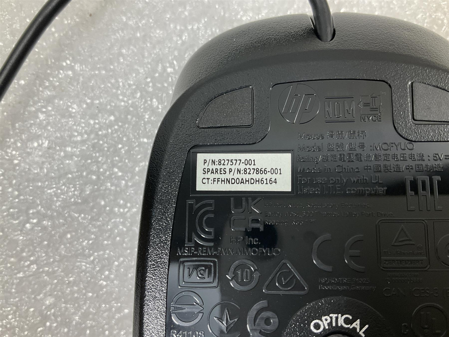 For HP 827866-001 USB Mouse Black Wired 827577-001 MOFYUO Original Genuine NEW