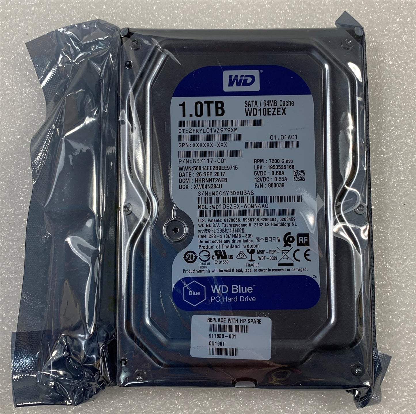 HP 800 G2 911828-001 Western Digital WD10EZEX 3.5-inch 1TB 7200RPM SATA HDD NEW