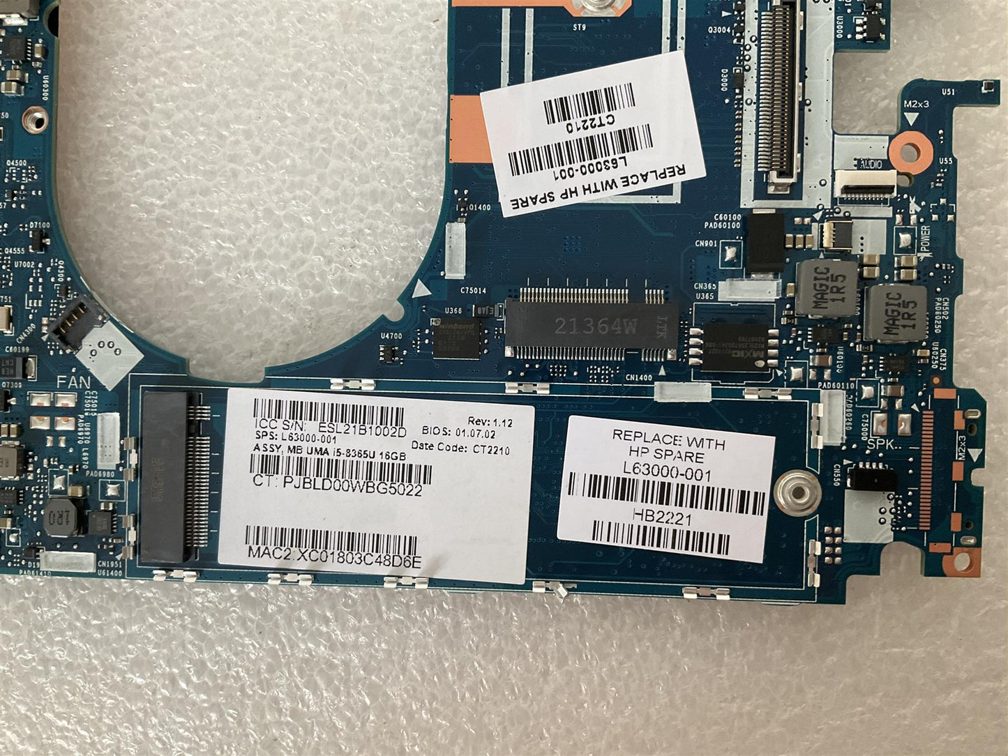 for HP EliteBook x360 1040 G6 L63000-001 Intel i5-8365U 16GB UMA Motherbaord NEW