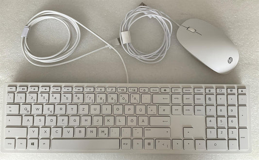 For HP White Cheddar 928517-041 German Layout USB Wired Keyboard Mouse NEW