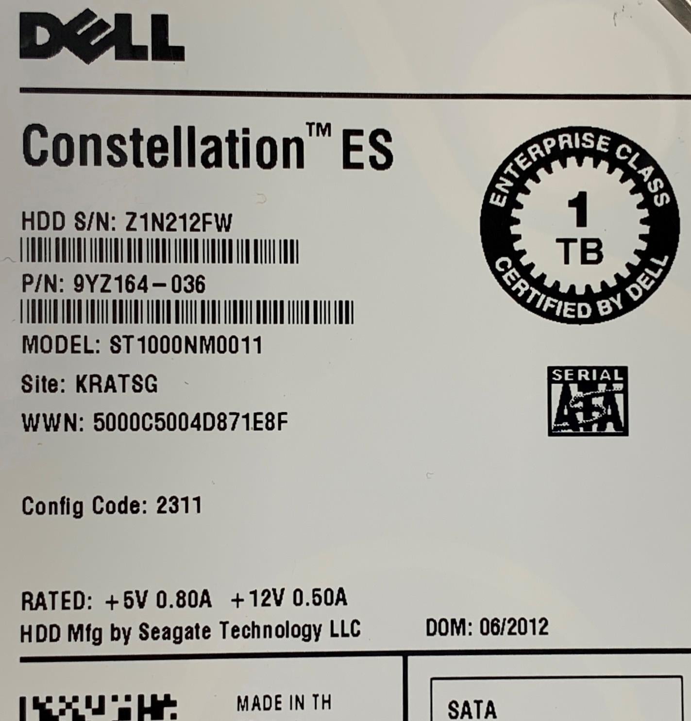 Seagate Consatellation ES ST1000NM0011 HDD Hard Disk Drive 1TB 1000GB SATA