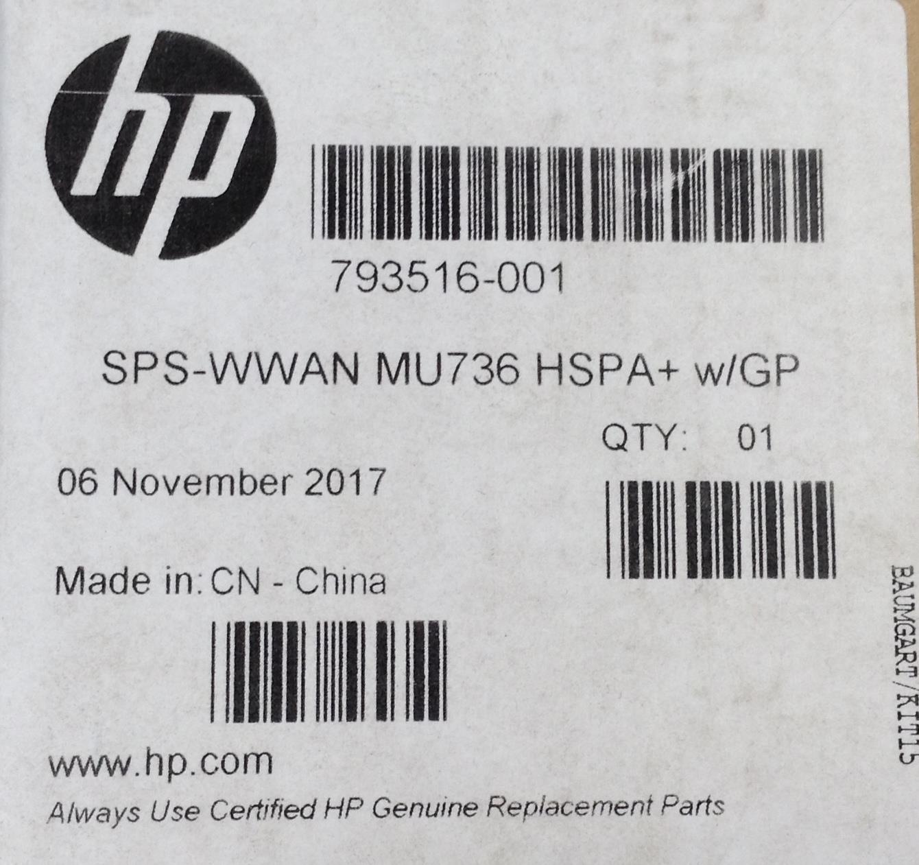 HP 430 SPS-WWAN MU736 793516-001 HSPA+ w/gp WWAN CARD NEW