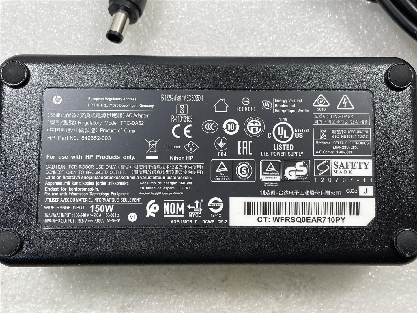 For HP 697317-001 AC Adapter TPC-DA52 849652-003 150W 19.5V 7.69A Genuine NEW