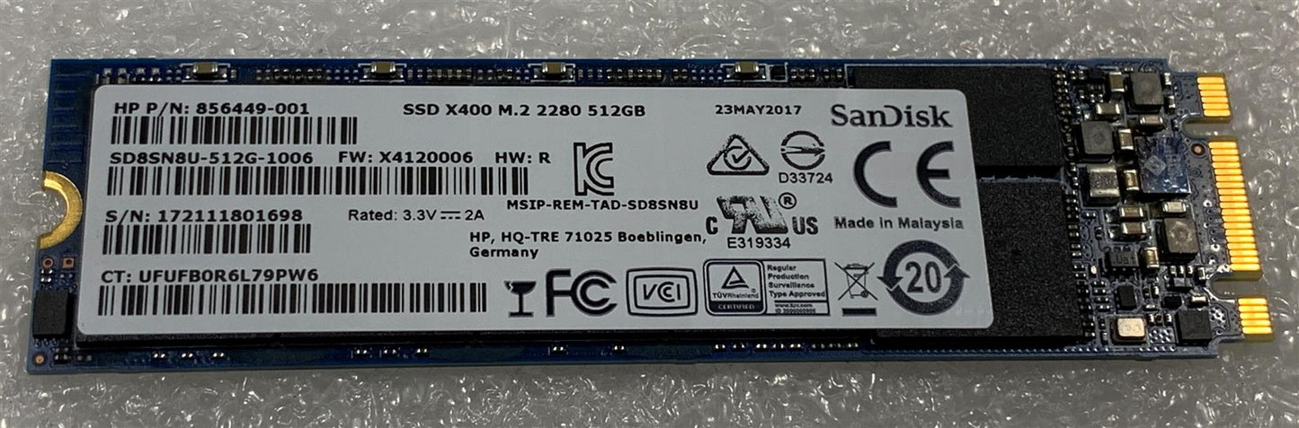 HP EliteBook 820 828 G3 840633-001 840633-001 512GB SSD Solid State Drive M.2 SATA 2280 NEW